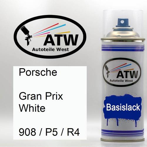 Porsche, Gran Prix White, 908 / P5 / R4: 400ml Sprühdose, von ATW Autoteile West.
